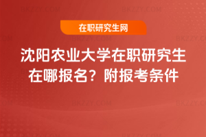 沈陽農業大學在職研究生在哪報名？附報考條件